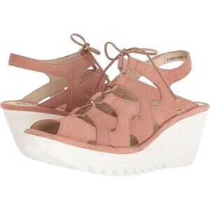 FLY London Women's Lace Up Wedge Sandal Rose Size 39 (8.5 US) YEXA916FLY Comfort